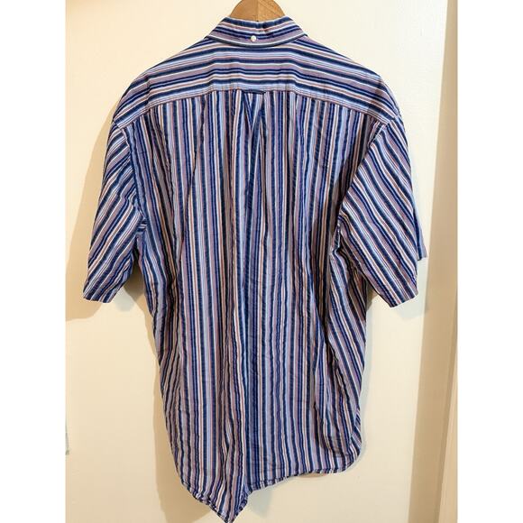 Faconnable Shirt Mens XL Blue Plaid Seersucker Button Up Short Sleeve - Picture 5 of 8